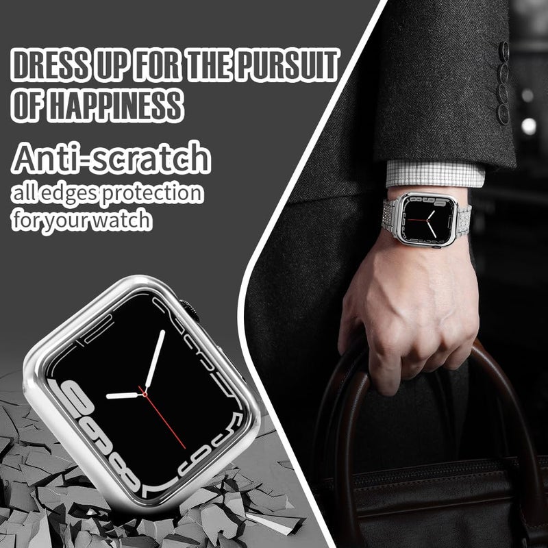 top4cus 40mm Case Soft Flexible Lightweight Anti-Scratch Overall Protective 40mm Iwatch Waterproof Cover Case Shiny Workout Shockproof Bumper Compatible with Apple Watch Series 6/SE/5/4 - Silver - Image 4